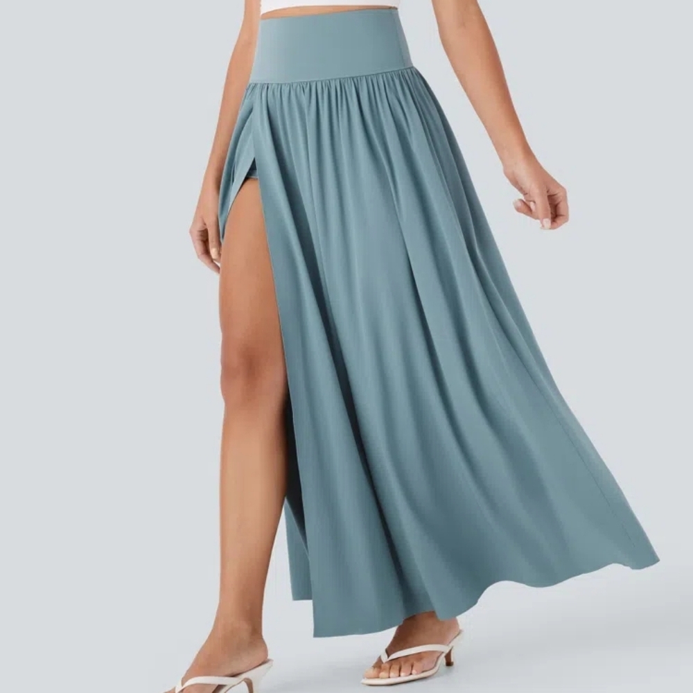 Halara Breezeful High Waisted Tummy Control 2-in-1 Flowy Quick Dry Maxi Skirt